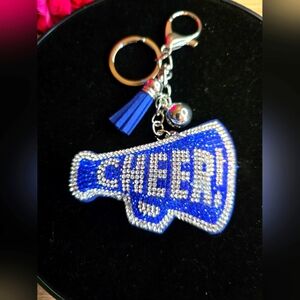 Cheer Megaphone Rhinestone Handbag Charm - Keychain